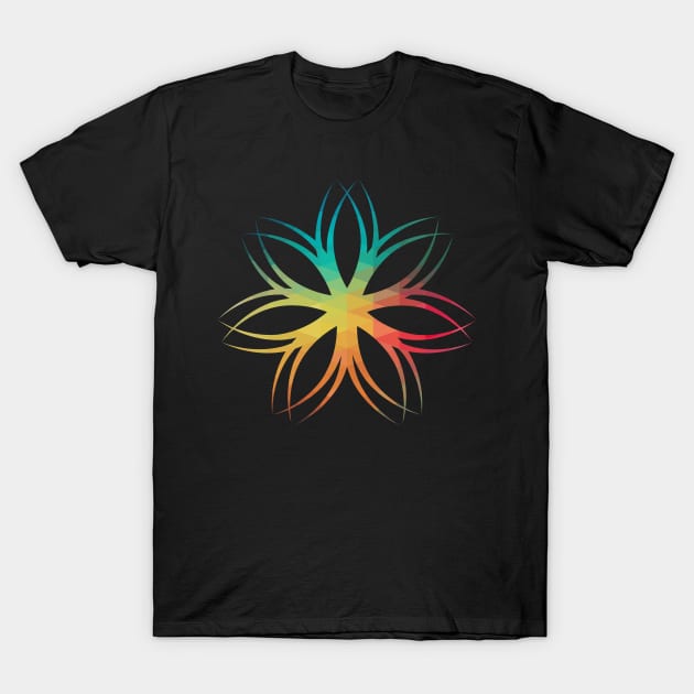 Rainbow abstract flower design 01 T-Shirt by AdiDsgn